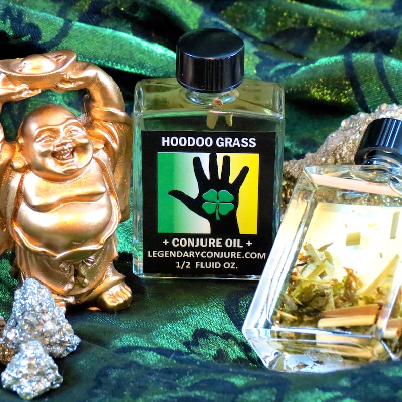 Hoodoo Five-Finger Grass Conjure Oil - manual dexterity - money drawing - hoodoo - witchcraft - pagan Bild 1