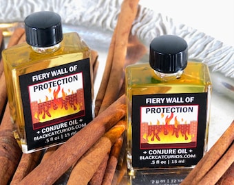 Fiery Wall of Protection Conjure Oil - block enemies - stop evil - hoodoo - witchcraft - pagan