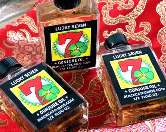 Lucky Seven Conjure Oil - prosperity - gambling luck - winning - hoodoo - witchcraft - pagan