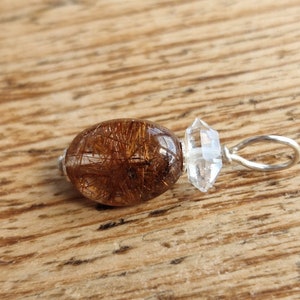 Tiny Rutilated Quartz Pendant in Sterling Silver - Creativity and Manifestation - Super Small and Dainty Little Pendants in Sterling Silver