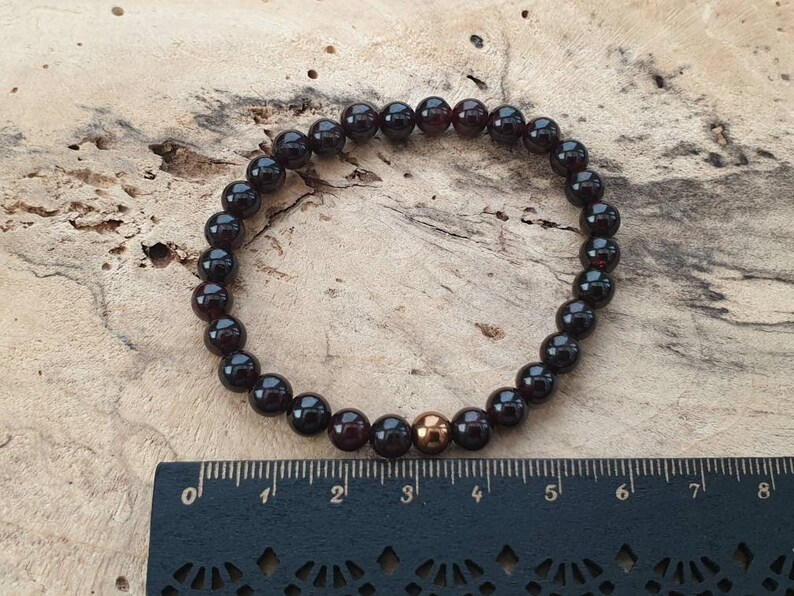 Unisex Garnet Bracelet with Synthetic Golden Hematite a Lovely Christmas Gift