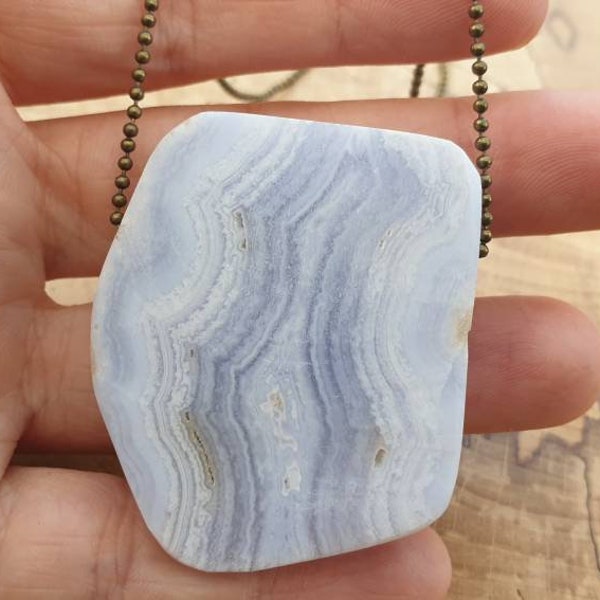 Soothing Large Blue Lace Agate Pendant
