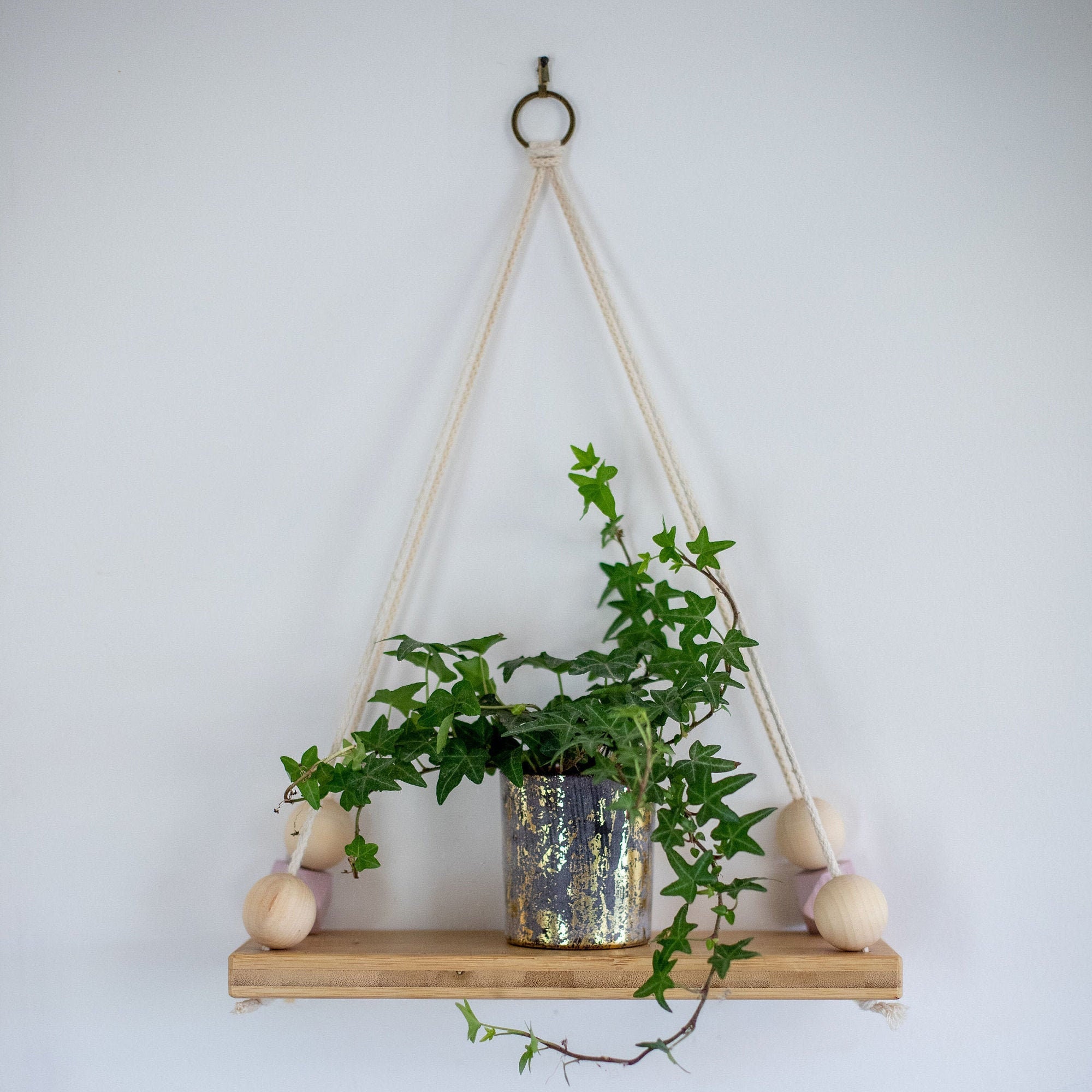 Small Bamboo Shelf Floating Shelf Wooden Shelf Hanging Etsy