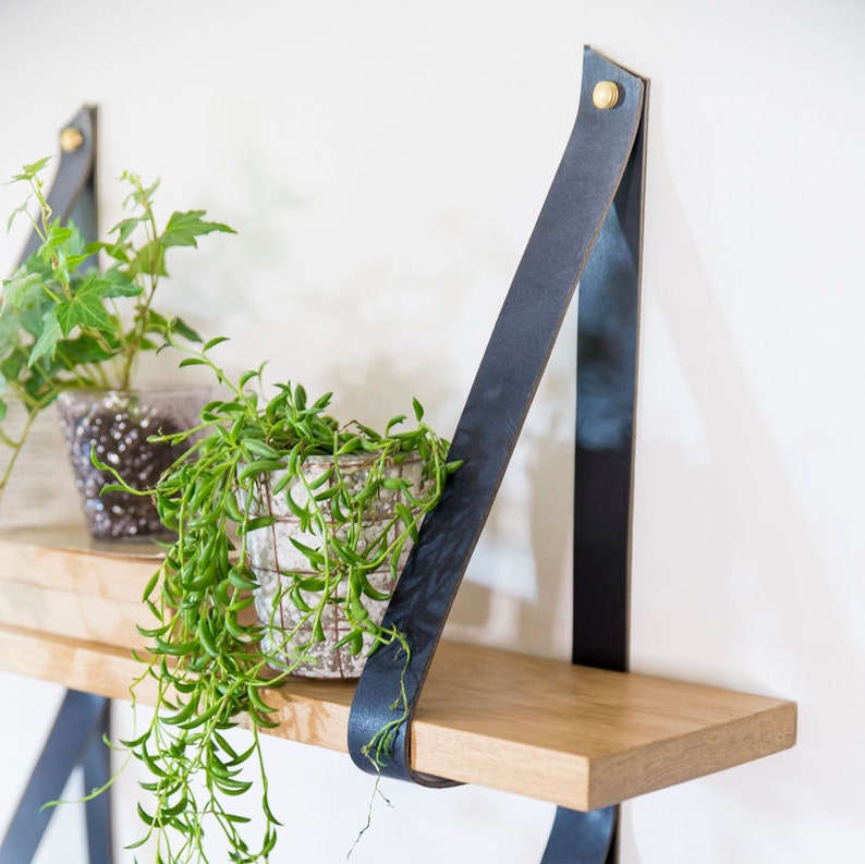 Black Leather Straps for Hanging Shelf. Straps Only Floating Etsy