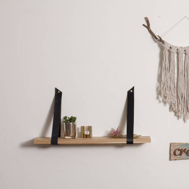 Black Leather Straps for Hanging Shelf. Straps Only Floating Etsy