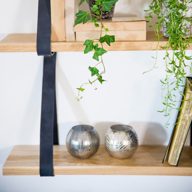 Black Leather Straps for Hanging Shelf. Straps Only Floating Etsy