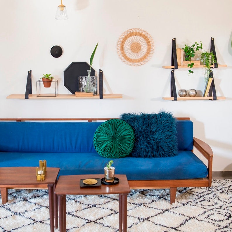 Black Leather Straps for Hanging Shelf. Straps Only Floating Etsy