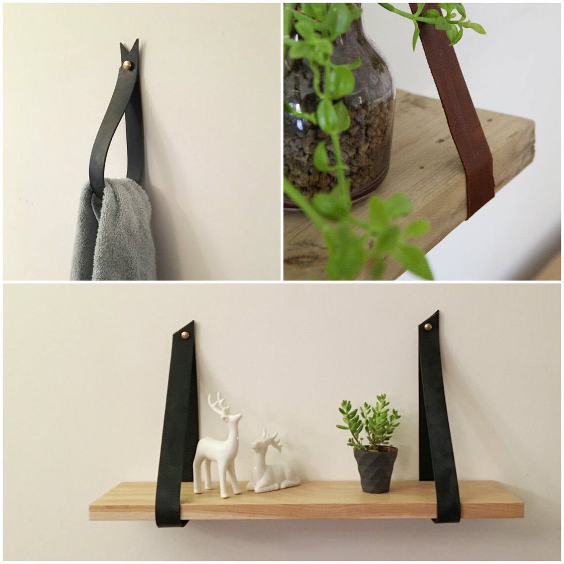 Brown Leather Strap Hanger Free Shipping Brown Towl Rack Etsy