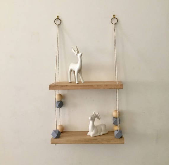 Hanging Shelf With Wooden Beads Wall Minimal
