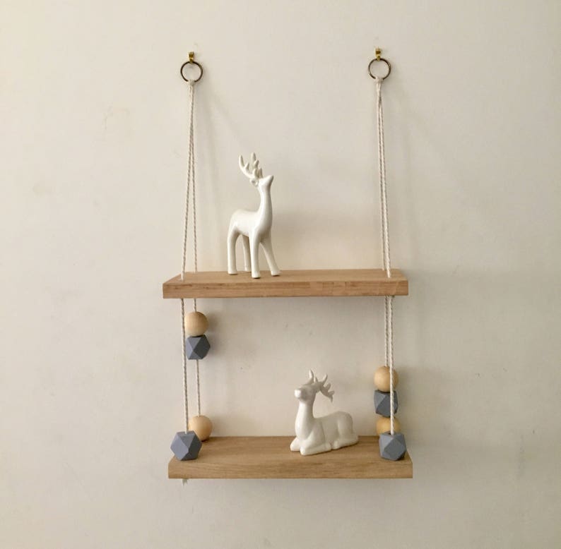 Hanging Shelf With Wooden Beads Wall Minimal Image 0