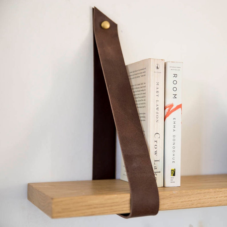 Brown Leather Straps for Hanging Shelf. Straps Only Floating Etsy