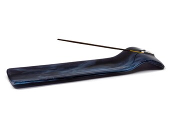 Purple Haze Glass Incense Holder - Royal Purple & Blue Ash Catcher - Multi Stick Burner-Smoky Purple Fused Glass Stand - Artisan Ritual Tool