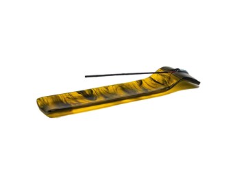 Yellow and Black Incense Holder, Glass Incense Burner, Weed and Smoking Accessories, Meditation & Altar Supplies, Yoga Gifts, 420