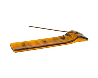 Orange & Black Glass Incense Holder: Modern Meditation Decor