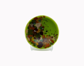 Handcrafted Pea Pod Glass Bowl - 5-Inch Artisan Terrazzo Dish - Matte Botanical Catchall - Organic Modern Jewelry & Key Bowl