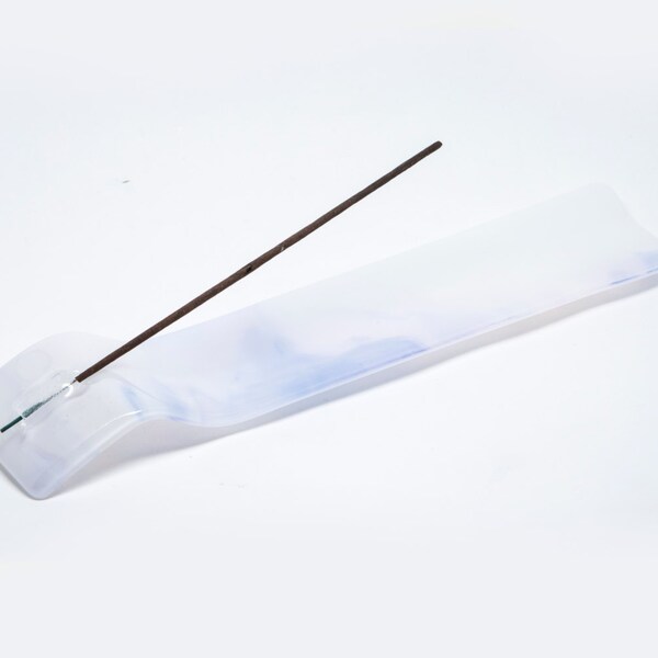 Lavender and White Glass Incense Stick Burner - Incense Holder - Ash Catcher - Meditation & Smoking Accessories - Modern Censer  - 1513