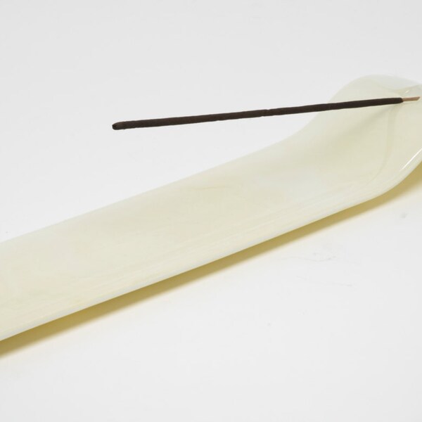 White Incense Holder - Glass Stick Incense Burner - White on White Ash Catcher - Glass Censer - Smokin Accessories - 1410