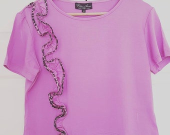 Ruffle Crop T-Shirt in Bubblegum Pink