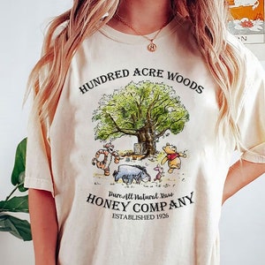 Disney Hundred Acre Wood Comfort Colors Shirt, Honey Company est 1926 Vintage Shirt, Retro Winnie the Pooh T-shirt, Vintage Pooh Co Shirt