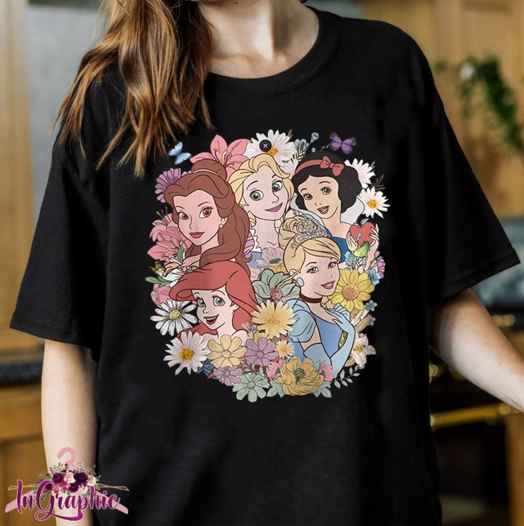 Disney Vintage Floral Disney Princess Shirt Disney Girl Trip Shirt