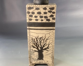 Ceramic Urn - Red- Green Urn - Urns for Human Ashes - Raku Urn ...