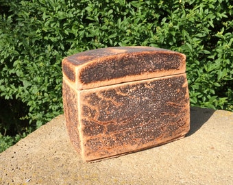Rectangular Art Ceramic Memorial Urn – Handmade Unique Urn for Human Ashes