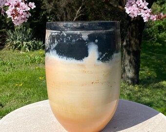Large Saggar Fired Ceramic Urn – Handmade Art Urn for Ashes (26cm)