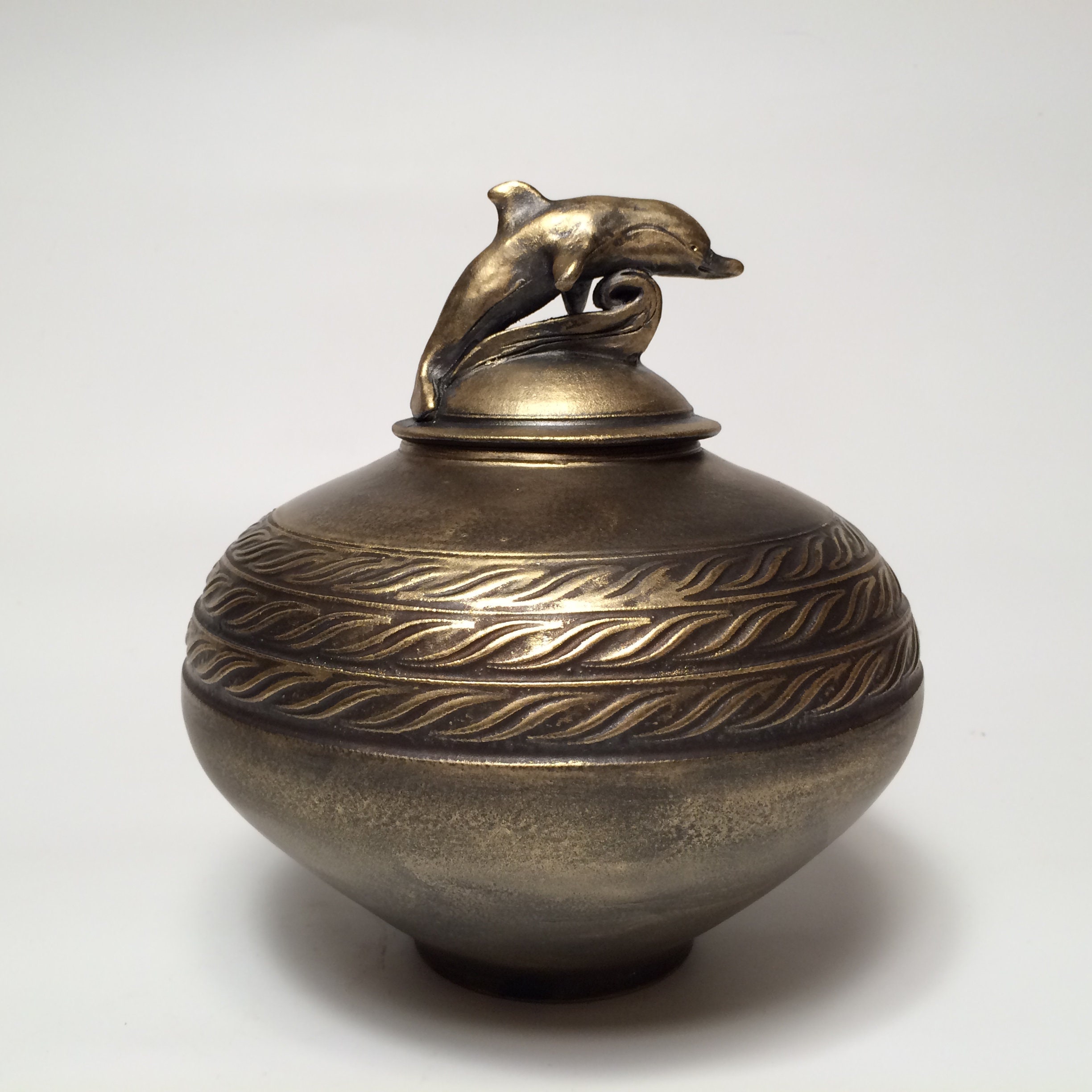 Urn Art Urn Urn For Ashes Bronze Glazed Urn Unique Art Etsy