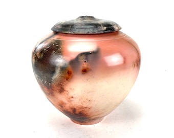 Raku Fired Ceramic Art Urn for Human Ashes