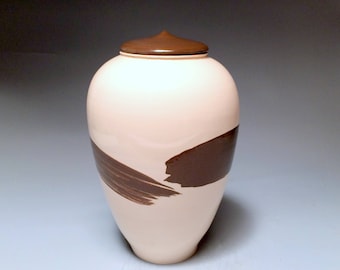 Zen Ceramic Urn for Ashes – Handmade Minimalist Memorial Urn for Human Ashes