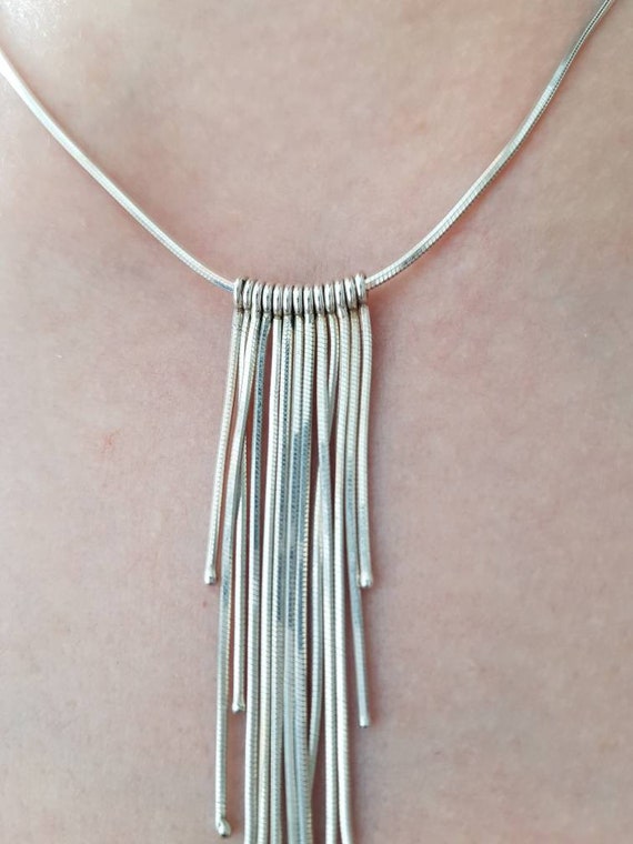 Silver necklace, statement necklace, vintage neckl