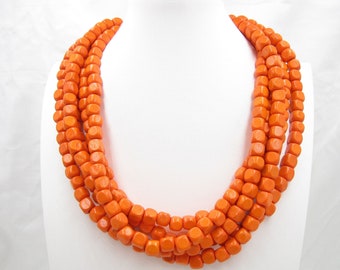 Collar de gargantilla naranja para mujer, collar infinito, collar grueso, collar con cuentas, joyería de babero, collar de dama de honor, regalo de boda, regalo para ella