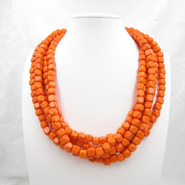 Collier ras de cou orange pour femme, collier infini, gros collier, collier de perles, bijoux plastron, collier de demoiselle d'honneur, cadeau de mariage, cadeau pour elle