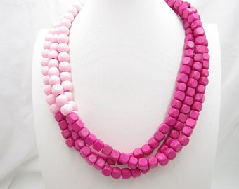 Pink Necklace for Women,Hot Pink Beaded Necklace,Statement Necklace,Bridesmaid Necklace,Wedding Gifts,Necklace for Gift,Handmade Jewelry