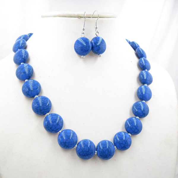 Royal Blue Chunky Statement Necklace,Blue Jewelry Set,Blue Necklace,Bridesmaid Necklace,Statement Necklace for Women,Wedding Necklace,Gifts