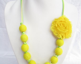 Yellow Necklace,Long Necklace,Bead Necklaces,Flower Necklace,Bridesmaid Gifts,Wedding Gift Ideas,Handmade Jewelry,Statement Necklace,Gifts