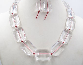 Clear Beaded Necklace,Chunky Necklace,Lucite Jewelry,Faceted Necklace,Bridesmaid Necklace,Wedding Gift ideas,Statement Necklace,Jewelry Set