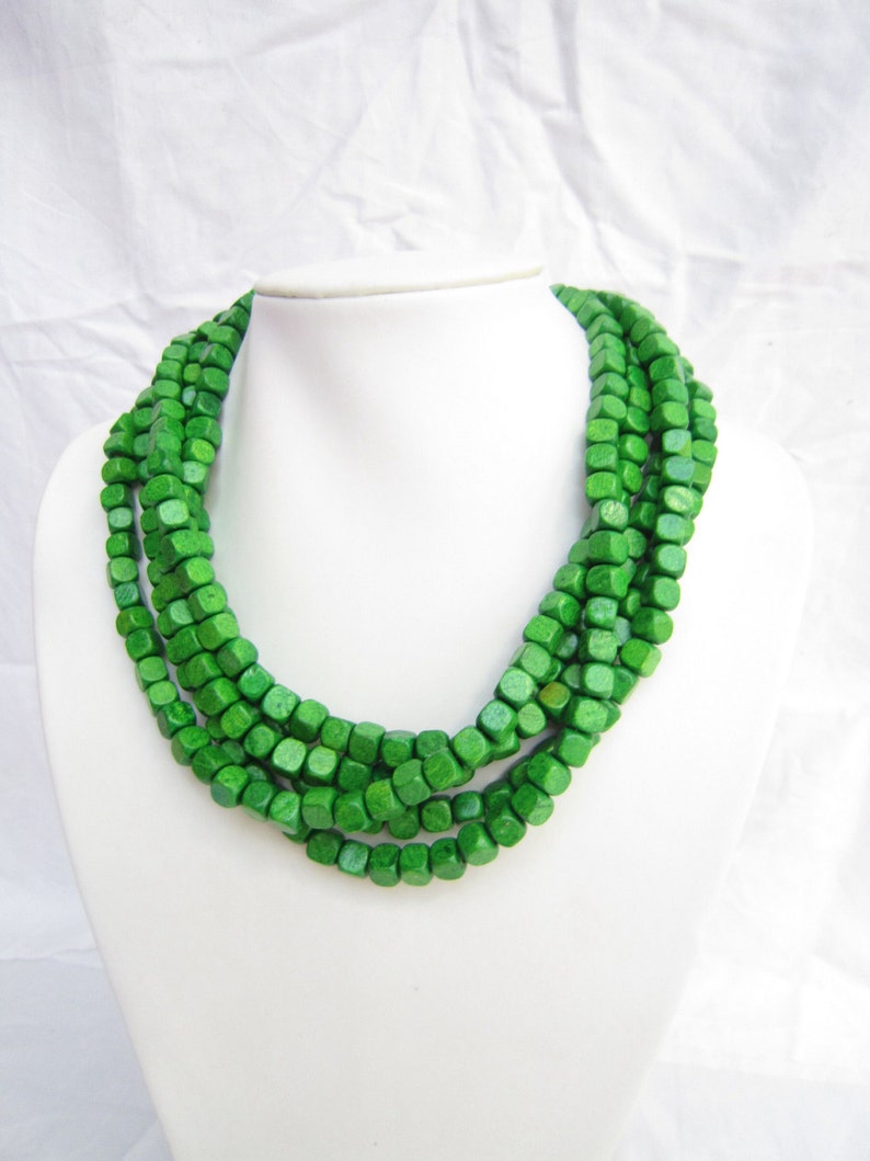 Multi Strand ketting, infinity ketting, kralen ketting, groene ketting, bruidsmeisje ketting, huwelijkscadeau, choker ketting, mode ketting afbeelding 3