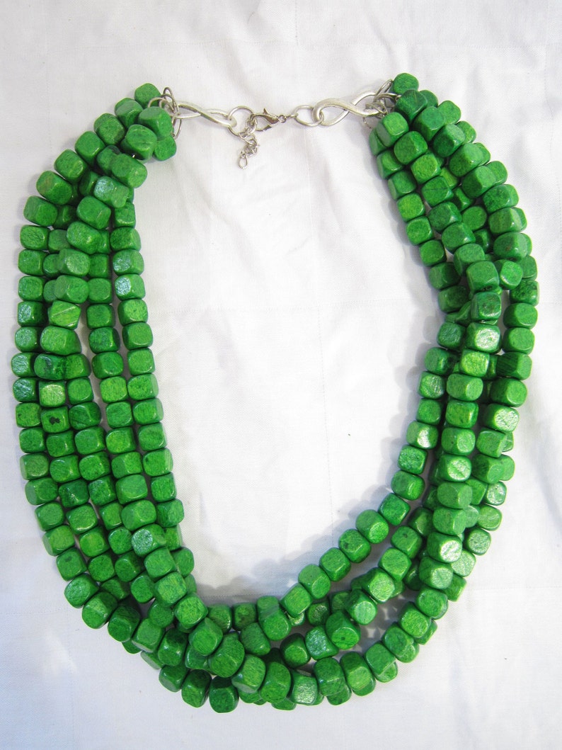 Multi Strand ketting, infinity ketting, kralen ketting, groene ketting, bruidsmeisje ketting, huwelijkscadeau, choker ketting, mode ketting afbeelding 5