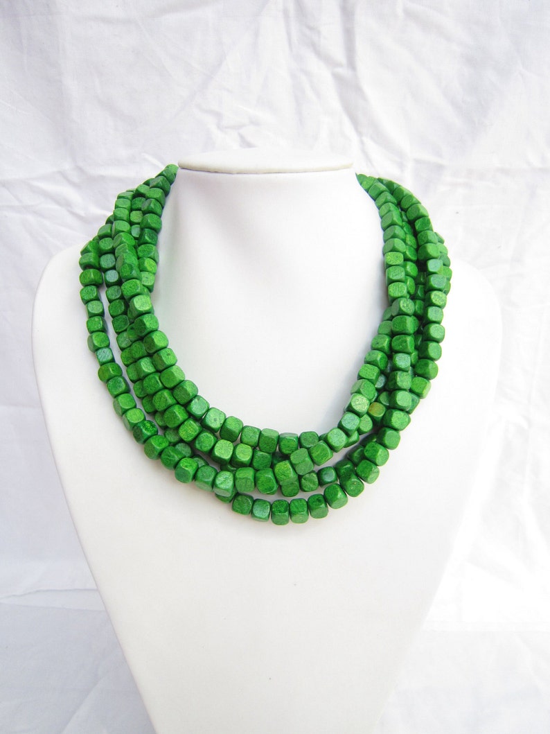 Multi Strand ketting, infinity ketting, kralen ketting, groene ketting, bruidsmeisje ketting, huwelijkscadeau, choker ketting, mode ketting afbeelding 1