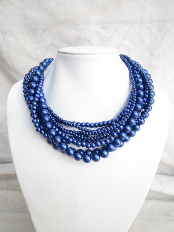 Freshwater Dark Blue Zig Zag Baroque Pearl Necklace