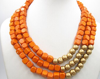 Burnt Orange, collier pour les femmes, Chunky collier, collier d’or, cadeaux de demoiselle d’honneur, cadeau de mariage idears, collier de déclaration, le meilleur cadeau