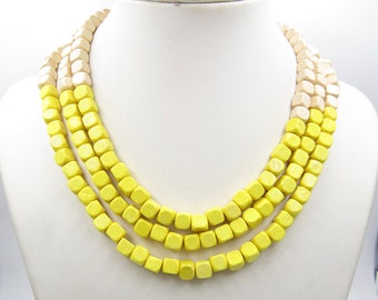 Bright Yellow Necklace,Statement Necklace,Bridesmaid Gift,Chunky Necklace,Ivory Necklace,Best Gift For Women,Custom Necklace,Wedding Jewelry