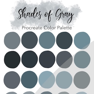 Grautöne Procreate Farbpalette, Farbmuster, iPad Procreate Werkzeuge