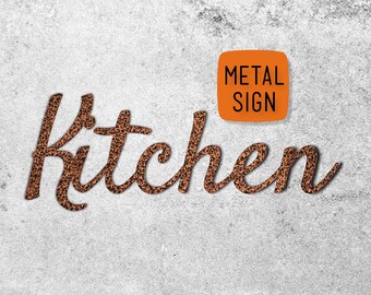 Antique Copper Metal Kitchen Sign - Rustic Steel Decor