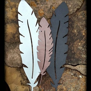 Metal Bird Feather: 12", 18", or 24" - Steel Feathers available in Silver, Copper, Black, Bare Metal - Sparrow Cardinal Owl Swallow