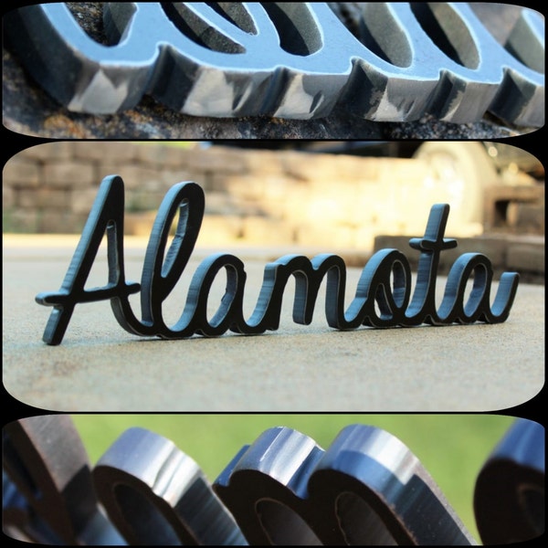 Custom Metal Sign: Thick Stand Alone Personalized Metal Name, Phrase, or Wording -Custom Steel Decor- Steel Anniversary Gift Industrial