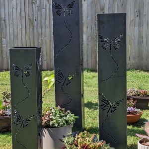 Garden Box Butterfly - Set or individual - lighted - Flower Bed Column