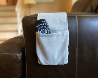 Remote Control Holder Caddy for Sofa Chair Arm, Under Seat Cushion or Bed Mattress.  Double Sided Pockets. Remote Control Pocket Organizer.