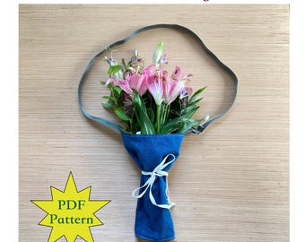 Patrón de costura para bolso porta flores: Ramo de jardín reutilizable (PDF digital)